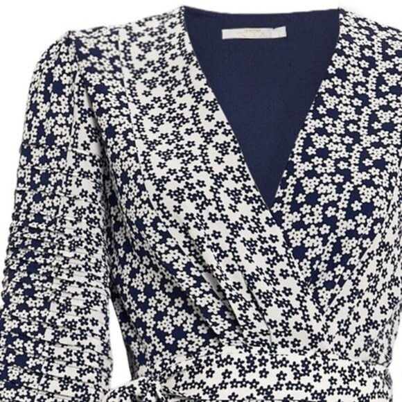 La Maison TALULAH Remember Me Midi Wrap Dress Blue White Floral Size XXL - Picture 7 of 7